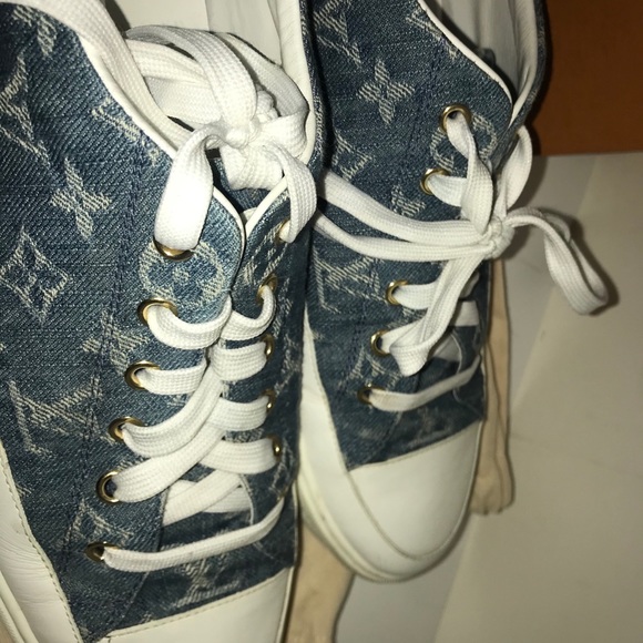 Authentic Louis Vuitton Monogram Denim Sneakers - Picture 2 of 10